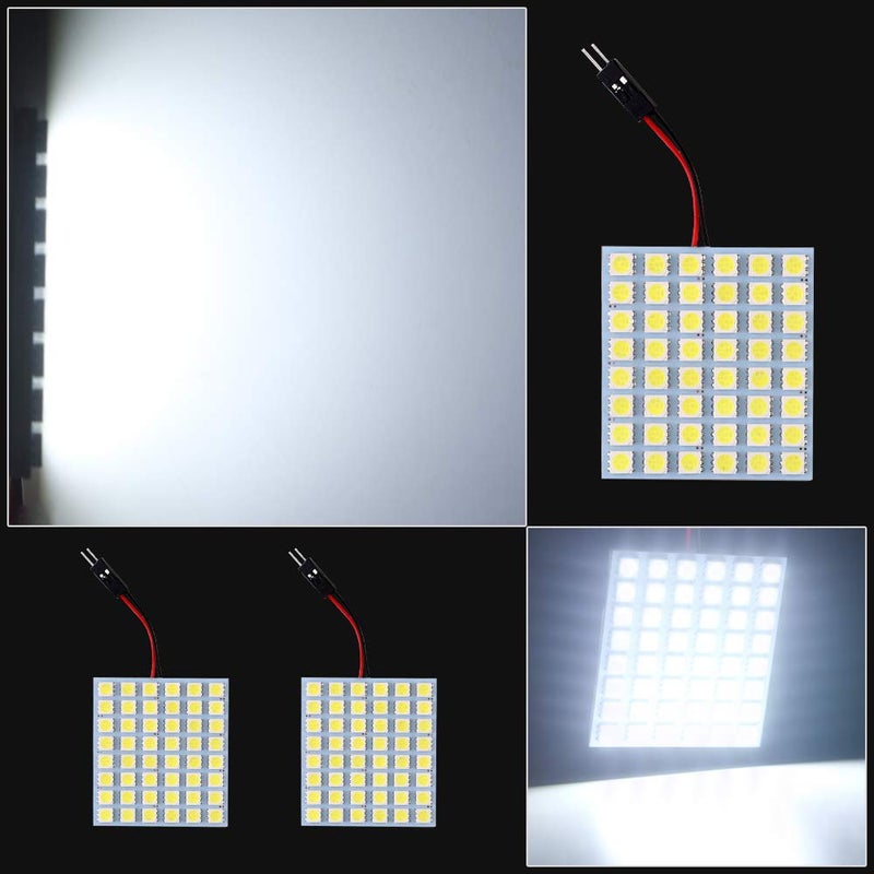 GLL Super White 5050 48-SMD LED Panel Dome Lamp Auto Car Interior Reading Plate Light Roof Ceiling Interior Wired Lamp + T10 BA9S Festoon Adapter-10PCS - Image 4